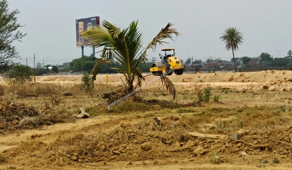 Assorted Soil Mounds Row of assorted excavated soil and gravel mounds staged on the Sobha One Residences construction site