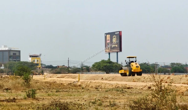 Boundary Development Earth levelling along the boundary lines with existing palm trees at the Sobha One Residences property