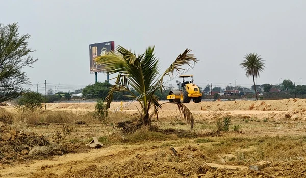 Ground Preparation Extensive ground preparation and soil leveling activities visible across the Sobha One Residences property