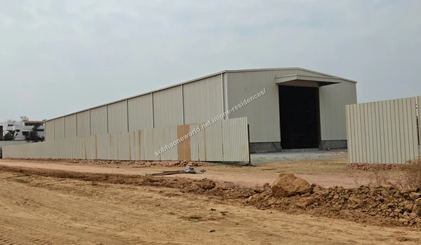 Ongoing progress of the project infrastructure showing the massive temporary site shed at Sobha One Residences