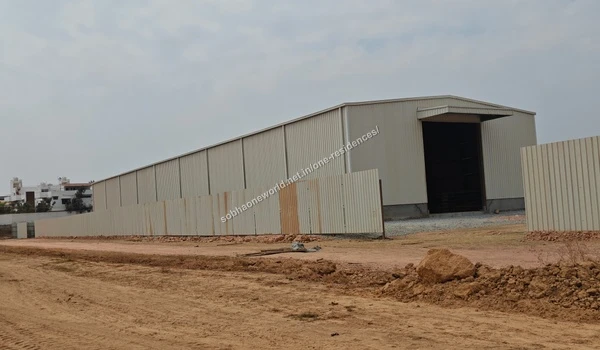 Clear view of the temporary logistics and operations hub being erected on the grounds of Sobha One Residences