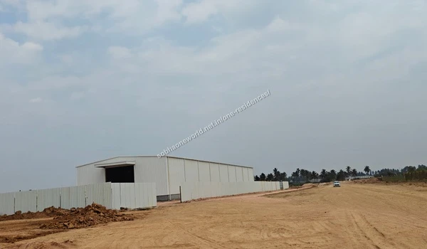 Closer exterior view of the temporary office structure being built at the Sobha One Residences property