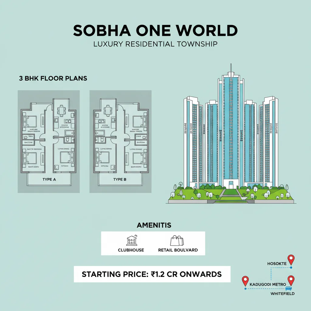Sobha One World 3 BHK Floor Plan: Space, Sizes, and 2026 Prices