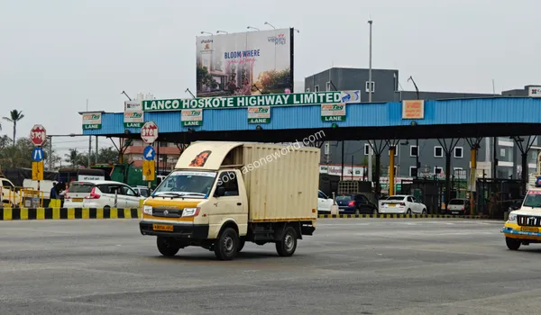 Detailed shot of the multi-lane expressway adjacent to the Hoskote Toll near Sobha One World
