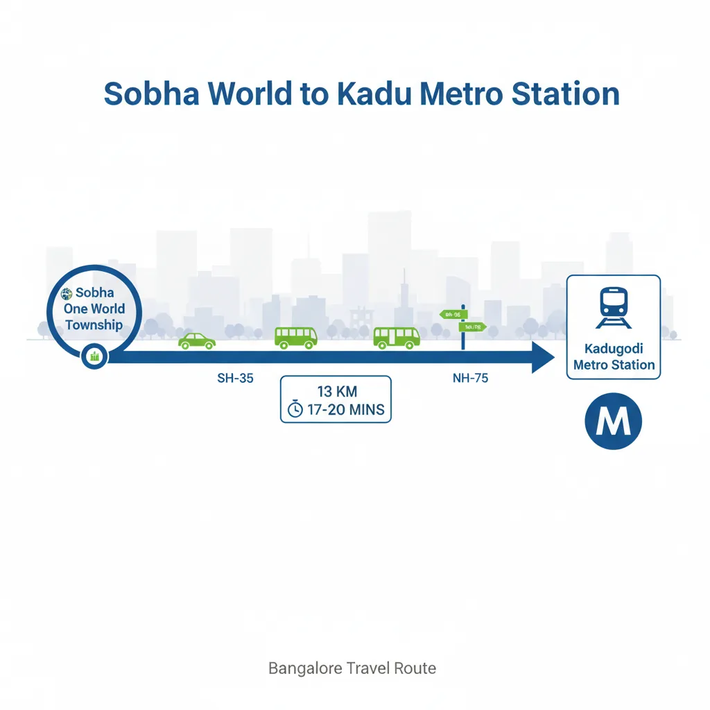 How far is Sobha One World from Kadugodi Metro Station?